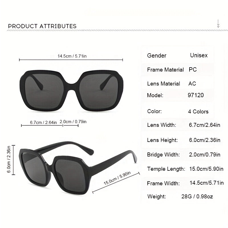 Large Square Sunglasses UV400 Jelly Shades for Beach Travel