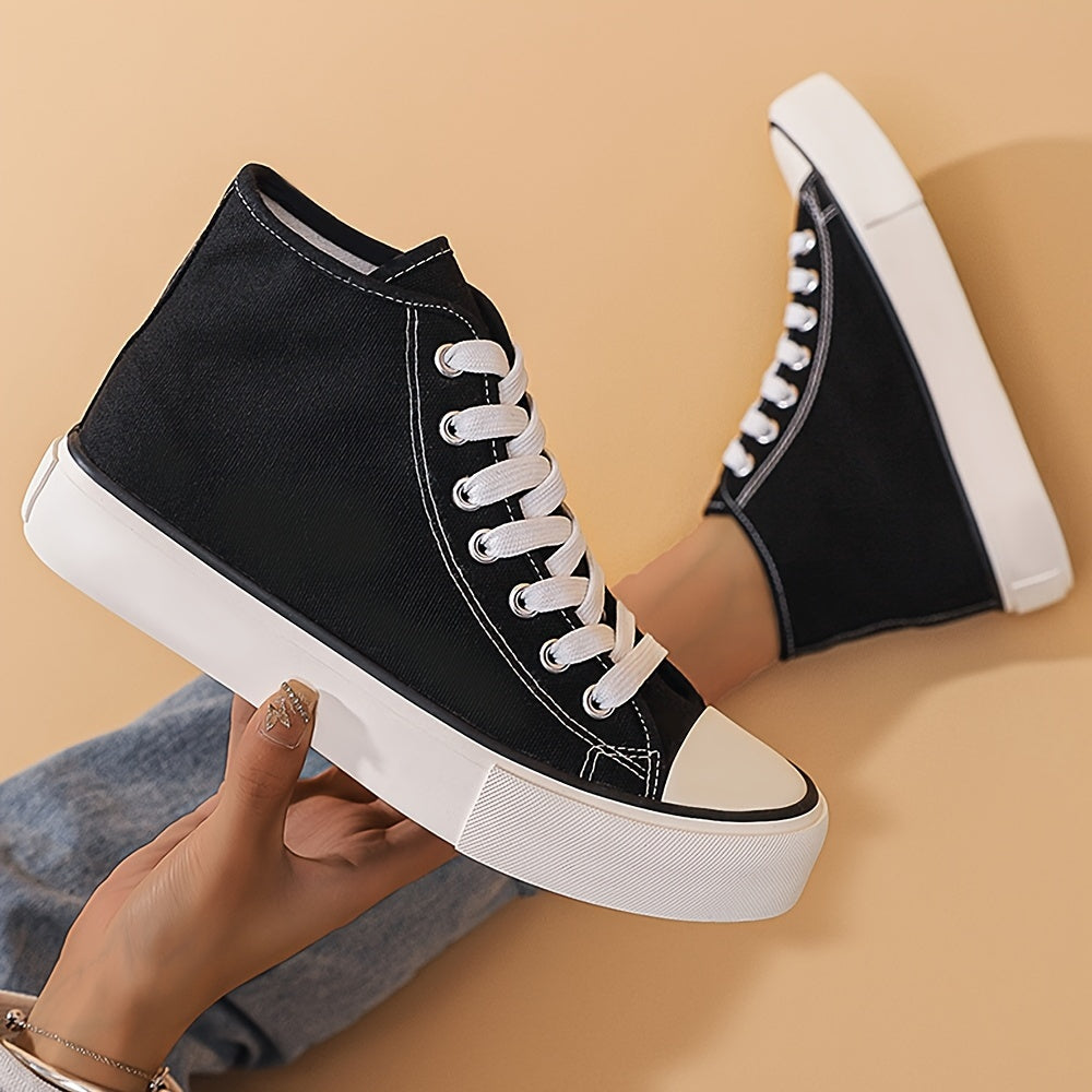 High Top Chunky Canvas Sneakers Lace Up Heighten