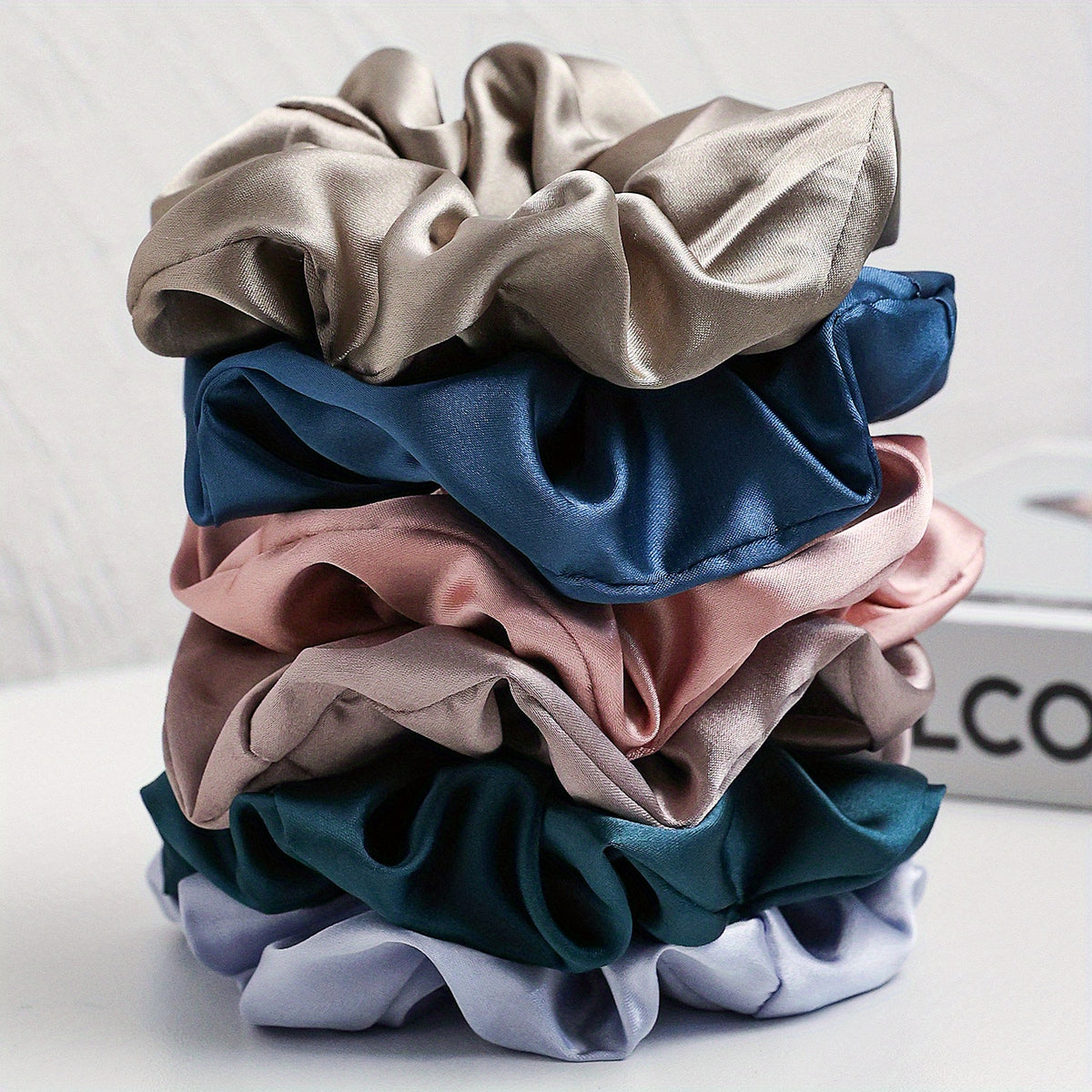 6pcs Silk Satin Scrunchies Elastic Ponytail Holder Hair Tie