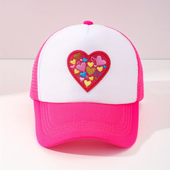 Heart Embroidered Mesh Baseball Cap For Couple