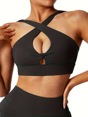 Women's Crisscross Back Sports Bra Medium Support Padded Tank Top