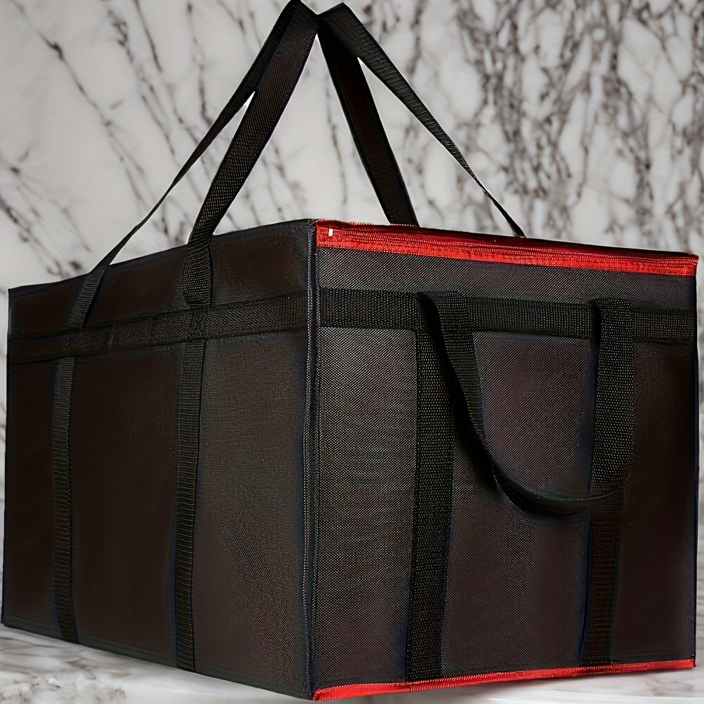 Large Insulated Food Bag with Zipper Top Reusable Washable PVC Tote for Catering