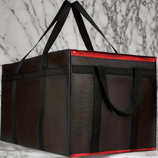 Large Insulated Food Bag with Zipper Top Reusable Washable PVC Tote for Catering