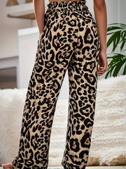  Leopard Print High Rise Wide Leg Pants