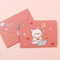10pcs Cartoon Greeting Card Envelope DIY Message Small Card Birthday Postcard