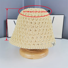 Solid Crochet Sun Hat Wide Brim Bucket Hat Women Outdoor Travel Beach Hats