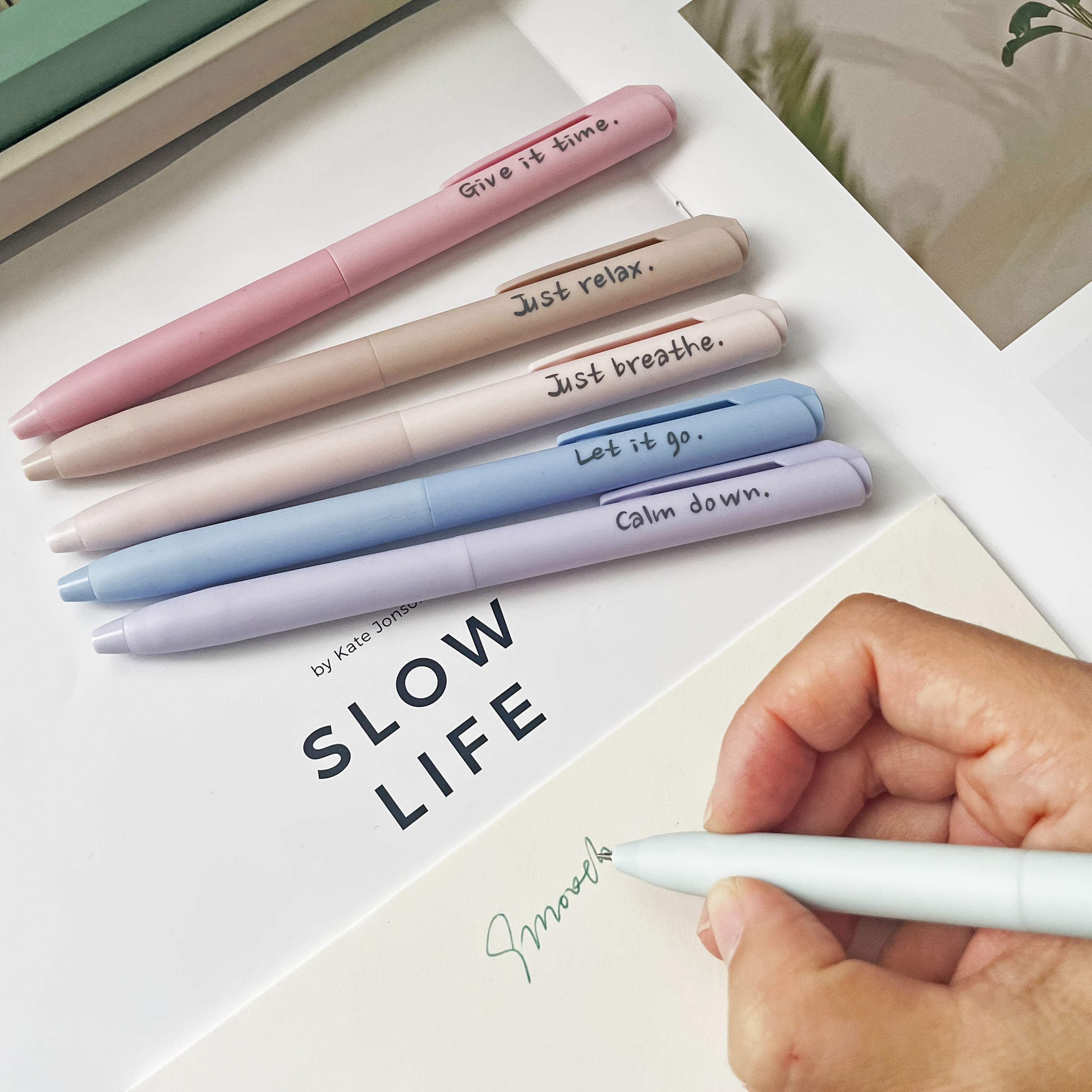 6pcs Inspirational Gel Ink Pens Pastel Colors Soft Quick Dr