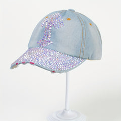 Cross Decor Baseball Cap Y2K Distressed Denim Ripped Dad Hat