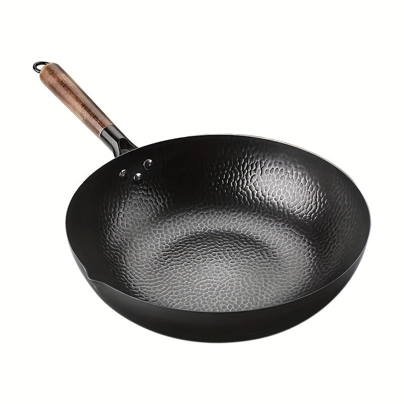32cm Cast Iron Wok Flat Bottom Cookware for All Stoves