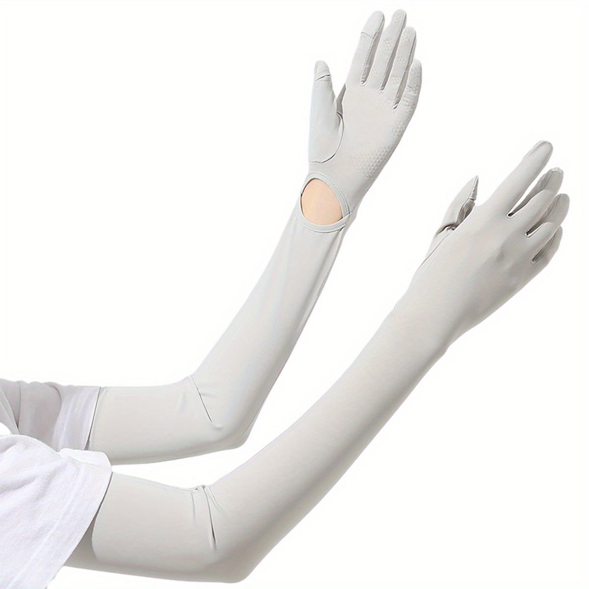UV Protection Cooling Ice Silk Arm Cover Solid Sunshade Sleeves