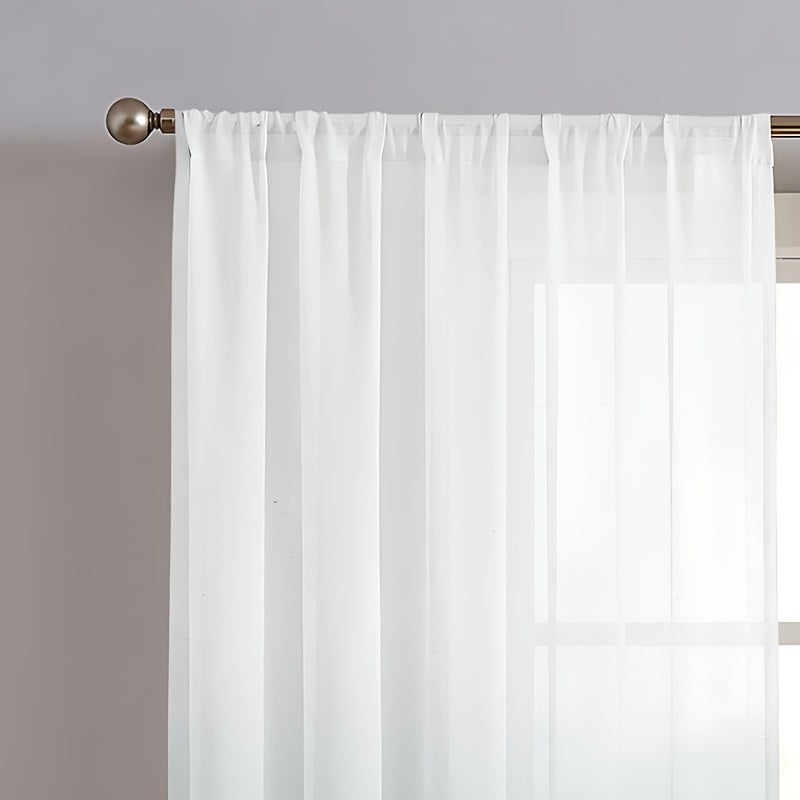 2 Panels Gradient Rod Pocket Sheer Curtains for Home
