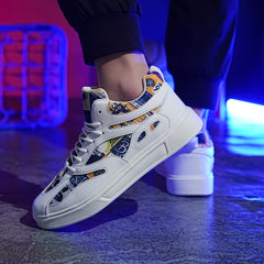 Men's Block Lace Up Sneakers for Outdoor Walking
