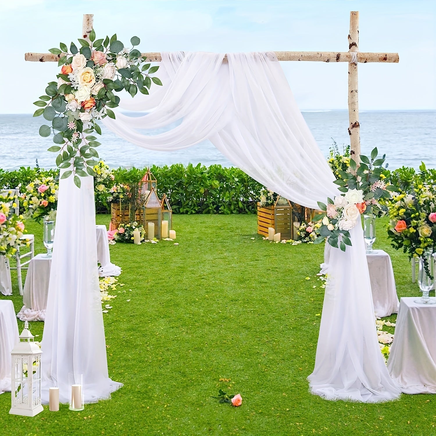 Wedding Arch Draping Fabric Sheer Backdrop Curtains Tulle Drapery