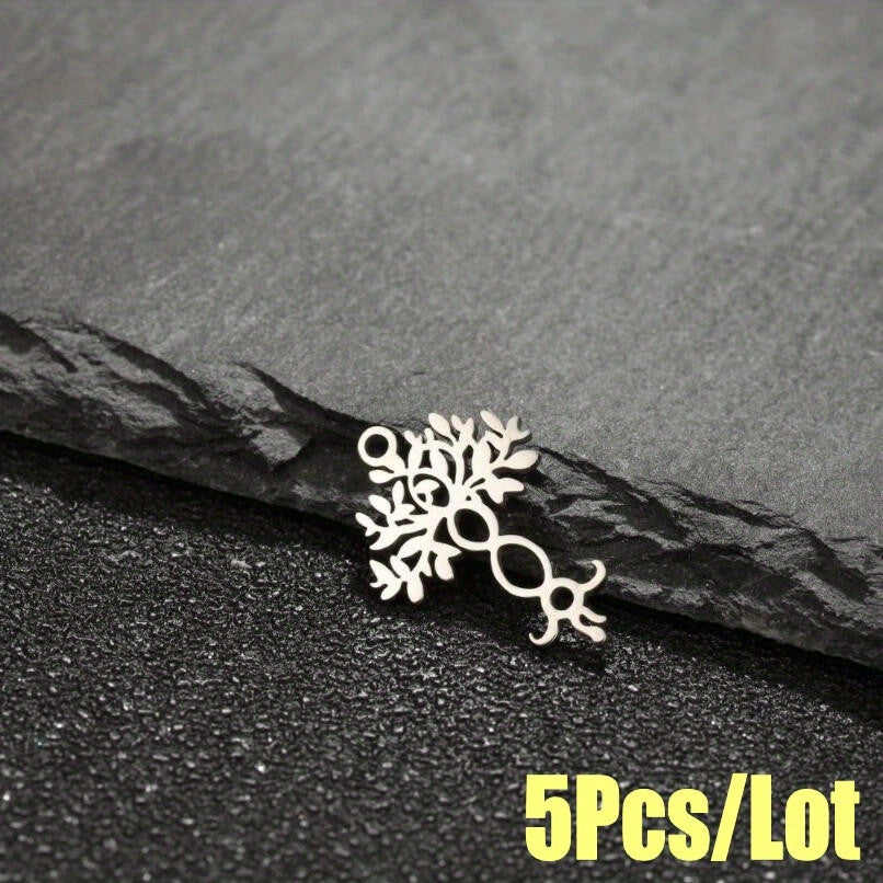 5PCS Stainless Steel Tree Pendant for DIY Accessories