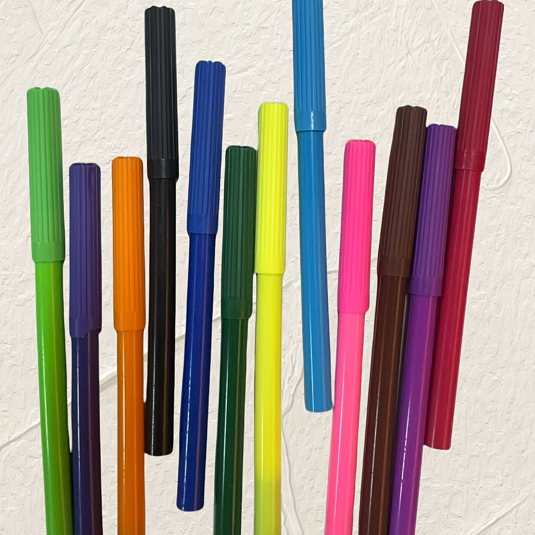 12 Watercolor Pens Set Washable Office Marker Art Supplies