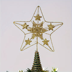 Christmas Tree Top Decoration Golden Hollow Powder Iron Art Star