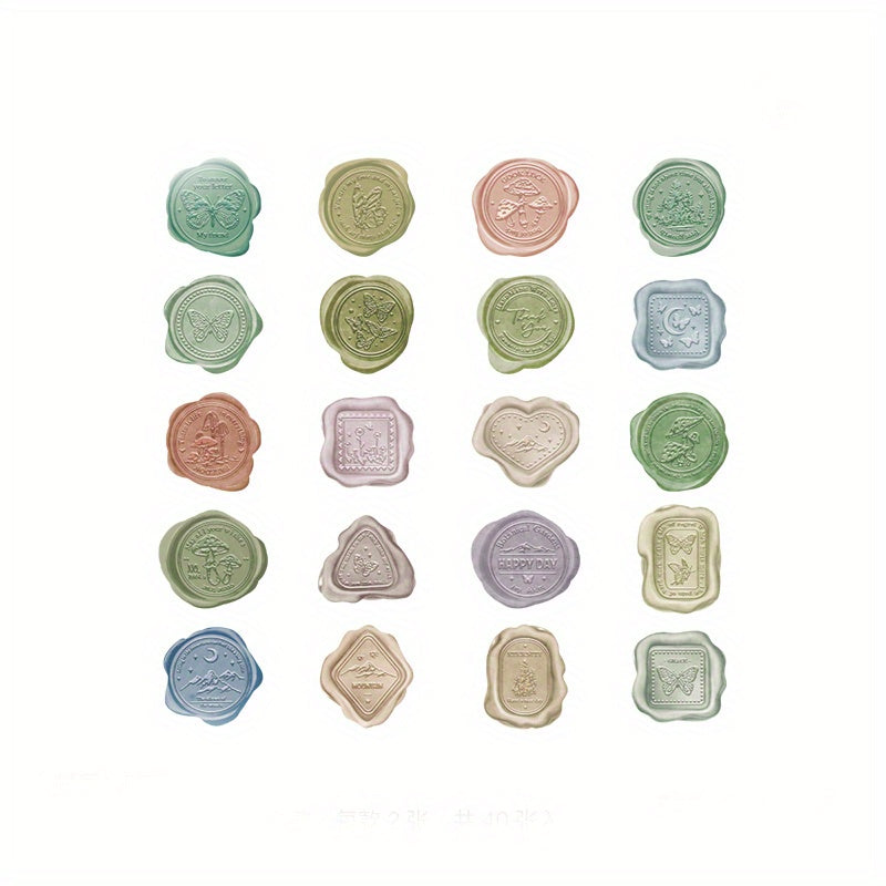 40pc Retro Wax Stickers Envelope Seals DIY Materials