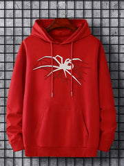 Men's Spider Web Print Hooded Sweatshirt Long Sleeve Drawstrings Hoodies