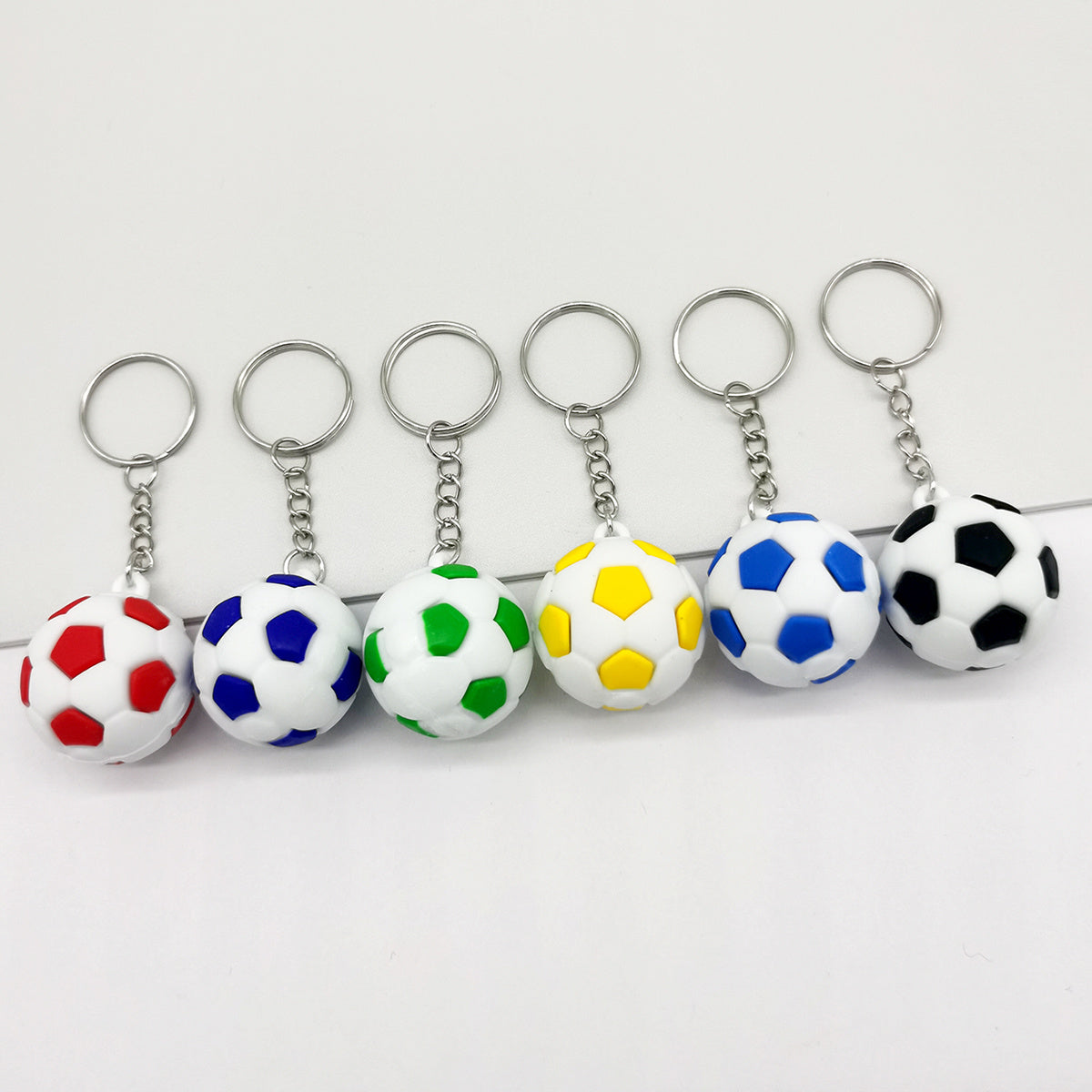 6pcs PVC Football Keychains Sports Pendant Bag Keyring Ornament