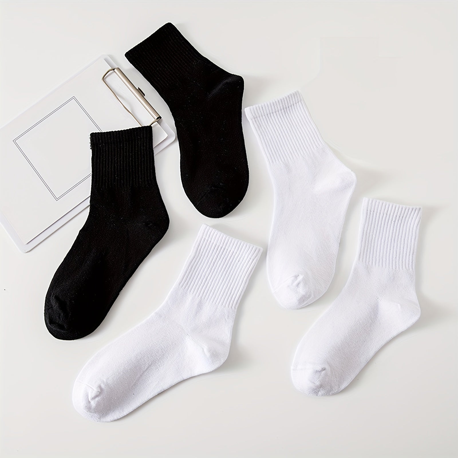 5Pairs Kids Cotton Thin Sports Crew Socks Unisex Boys Girls Solid Mid Tube