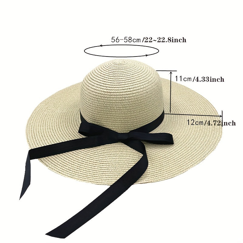 French Style Sun Hat Wide Brim Straw Beach Hats for Women