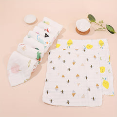 6pcs Baby Handkerchief Square Towel Bath Towels Face Washcloth Muslin Fabric