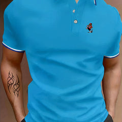 Men's Bear & Drink Graphic Polo Shirt Casual Button Up Short Sleeve