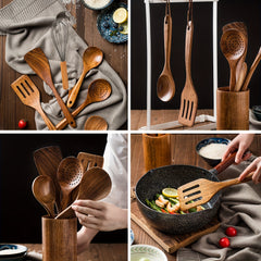 6pcs Teak Wood Kitchen Cooking Utensils Set