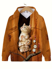 Kitties In Tree Hollow Hooded Sweatshirt Girls Top