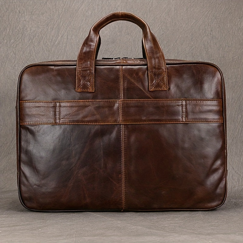 Vintage Leather Briefcase Large Capacity Business Bag Brown