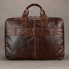 Vintage Leather Briefcase Large Capacity Business Bag Brown