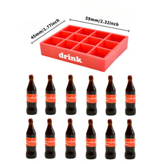 14pcs Mini Soft Drink Baskets Realistic Beverage Models Set