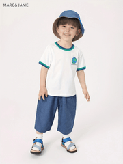 Girls Linen Cropped Pants Kids Summer Trousers
