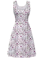  Tank Dress Women's Plus Floral Print Round Neck Sleeveless Midi Dress