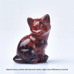 1pc Crystal Carved Cat Pocket Gift Healing Stone Moonsto