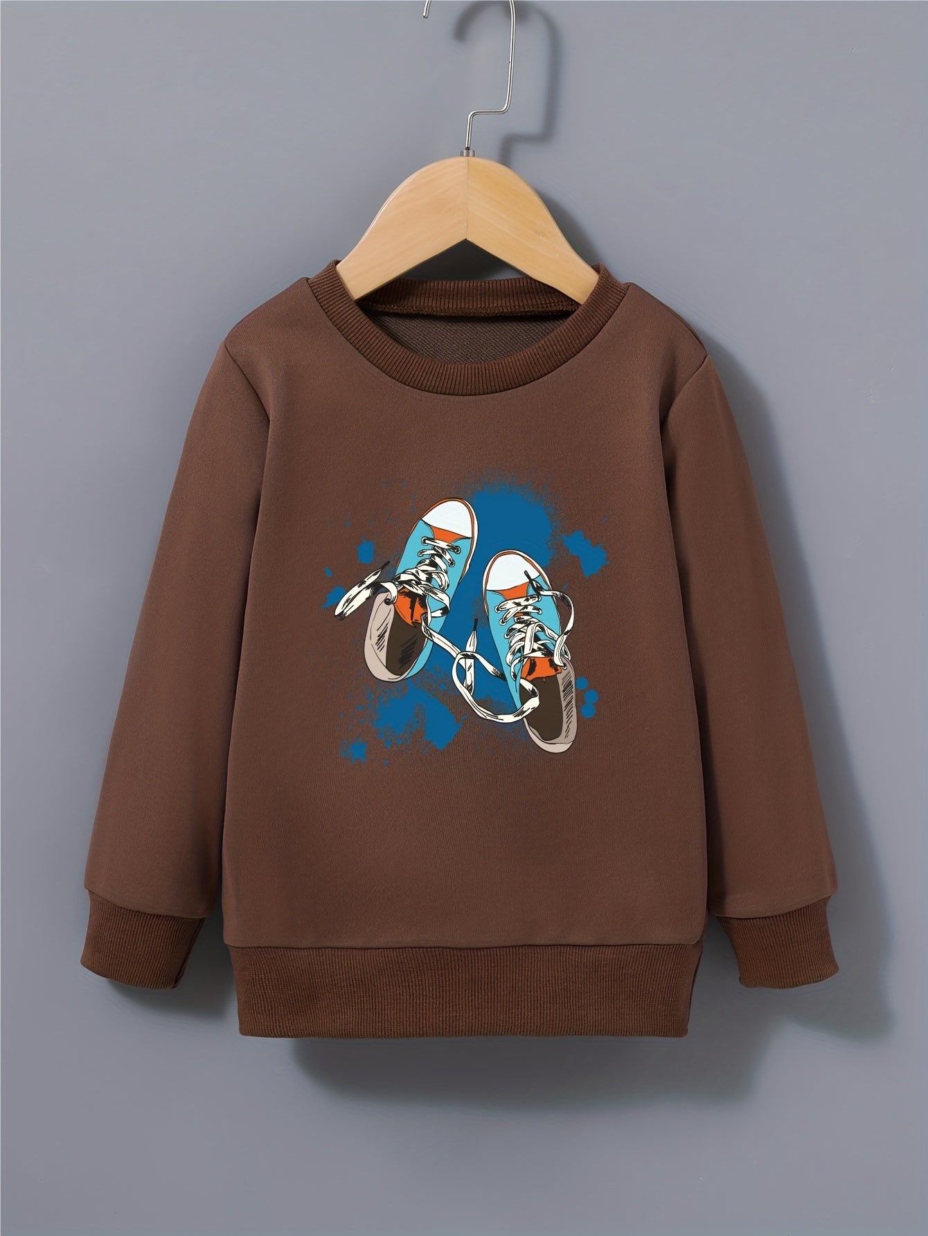 Canvas Shoes Pattern Kid's Sweatshirt Paint Splash Print Long Sleeve Top