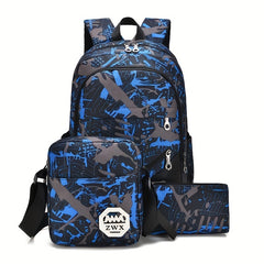 Men's Backpack Student Bag 3-Piece Set Outdoor Travel Mountaineering Bag