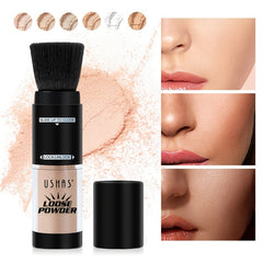 2-in-1 Rotating Loose Powder Brush Long-Lasting Makeup Matte Medium Skin Tone