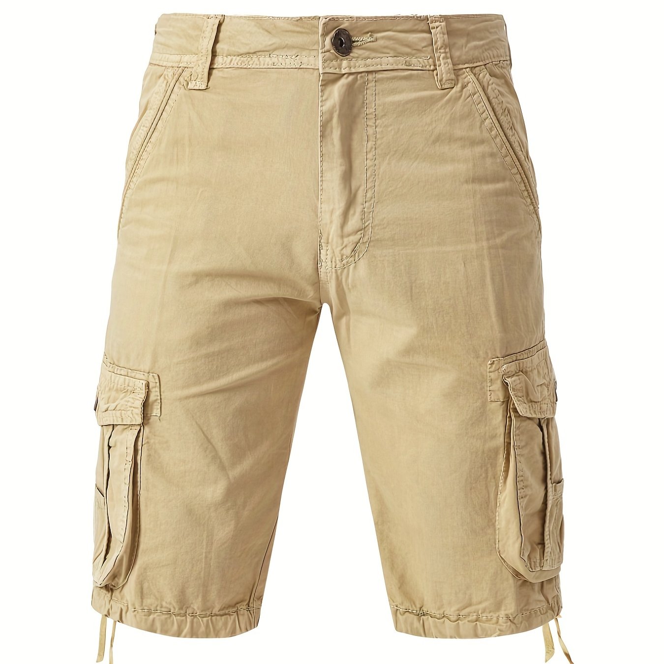 Solid Cotton Men's Cargo Short Pants Lightweight Below Knee Work Outdoors