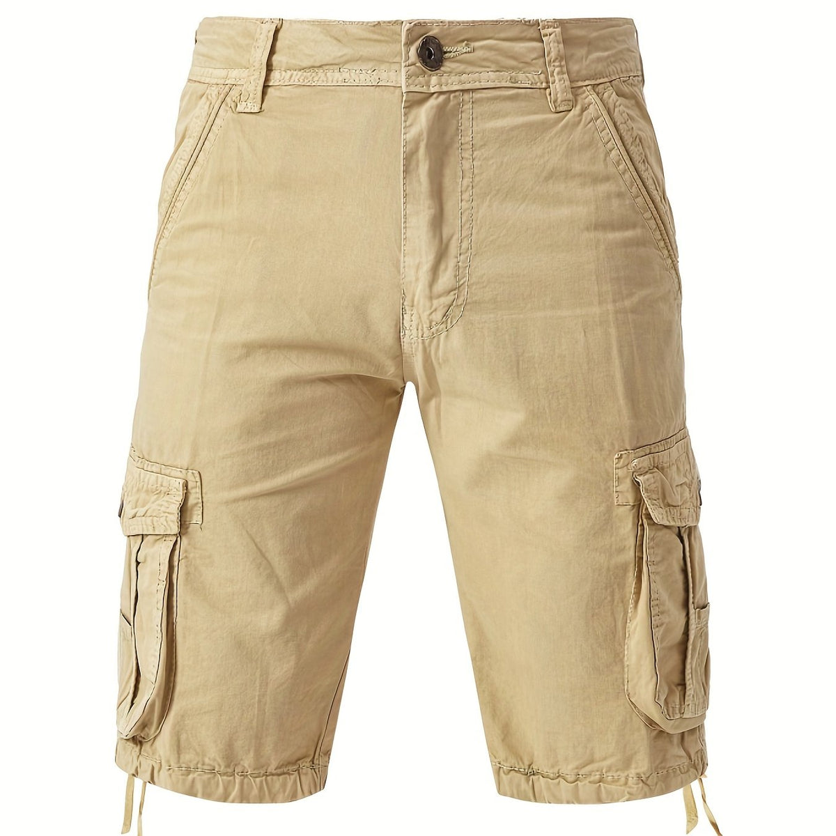 Solid Cotton Men's Cargo Short Pants Lightweight Below Knee Work Outdoors