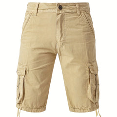 Solid Cotton Men's Cargo Short Pants Lightweight Below Knee Work Outdoors