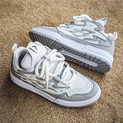 Men's B Letter Chunky Sneakers Lace Up Skate Shoes