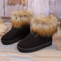 Women's Faux Fur Decor Solid Snow Boots Plush Furry Thermal Snow Shoes