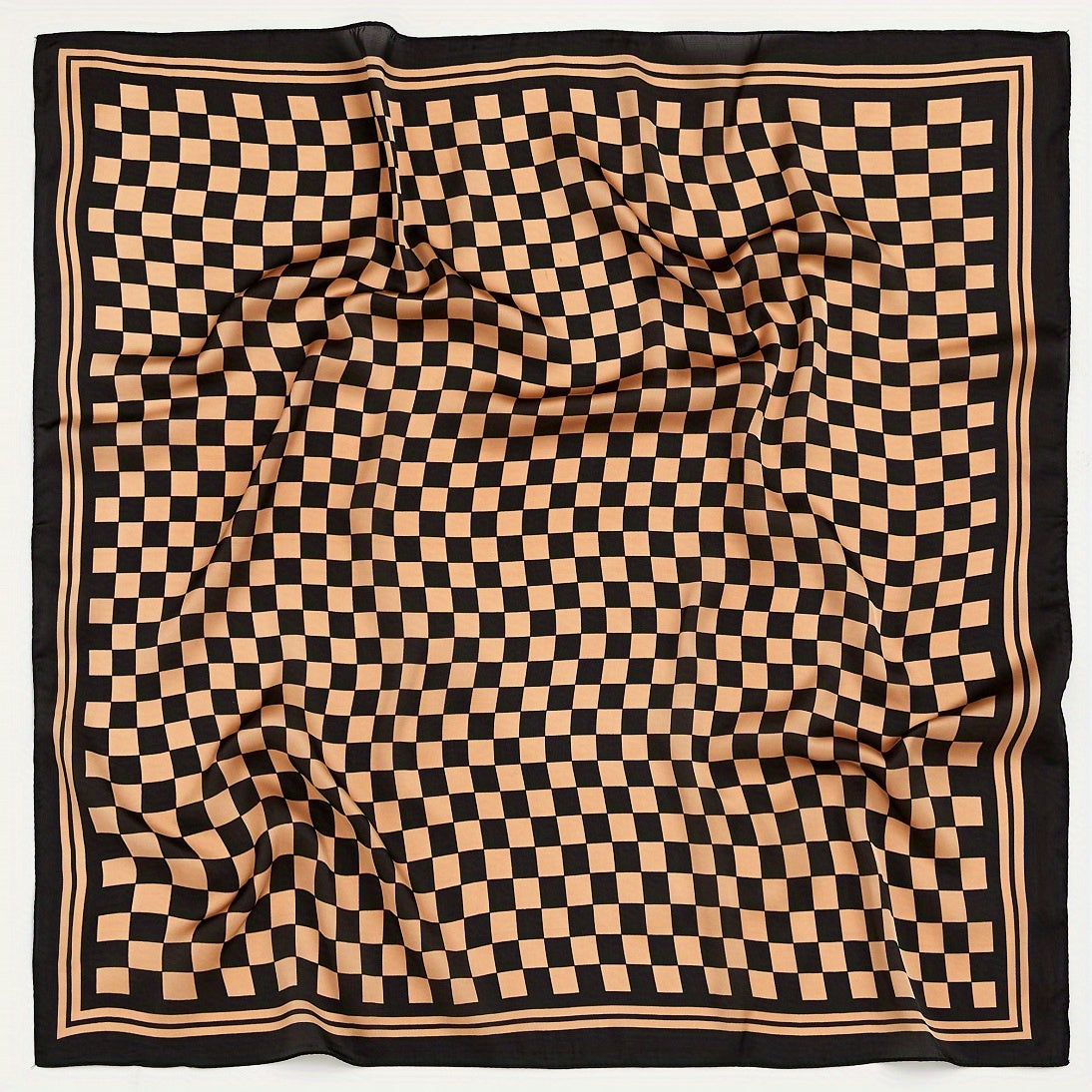 Checkerboard Print Bandana Silk Scarf for Women