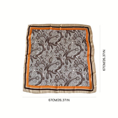 98cm Imitation Silk Printed Square Scarf for Women