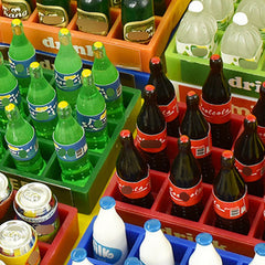 14pcs Mini Soft Drink Baskets Realistic Beverage Models Set