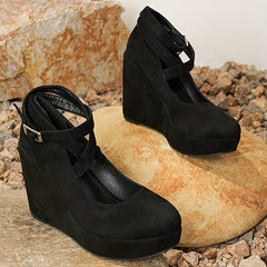 Women's Platform Wedge Heels Mary Jane Comfort Dress Shoes