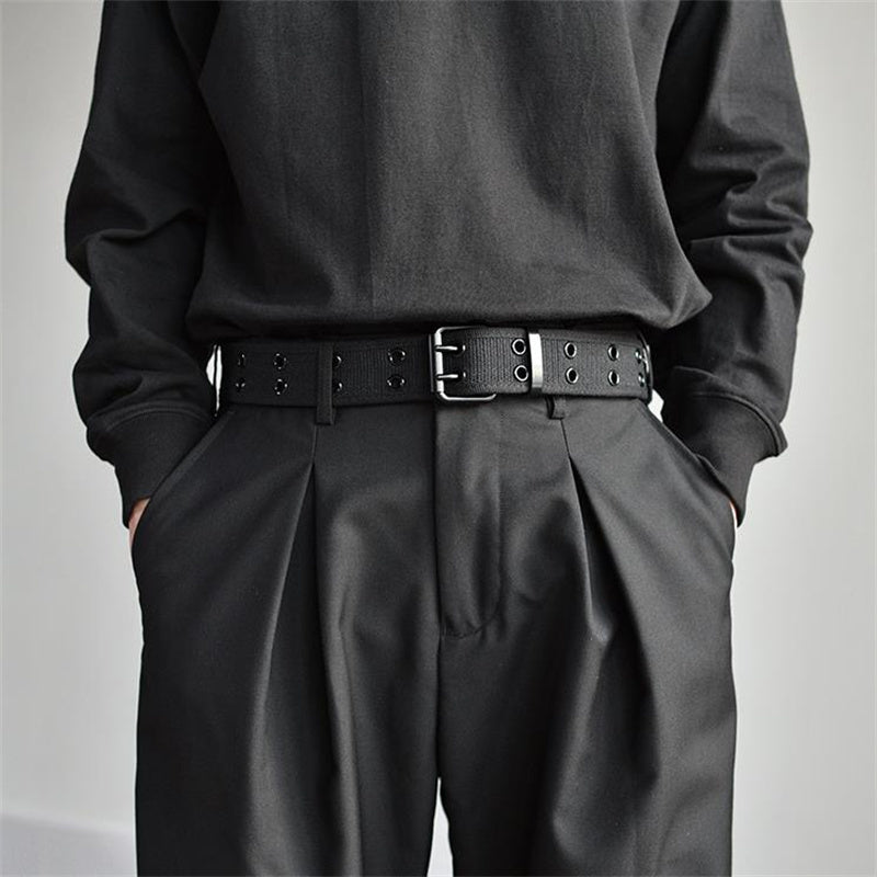 Men's Canvas Double-Breasted Full Body Leather Belt