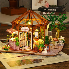 Handcrafted Wooden Coffee Shop Model Dollhouse with Furniture & Decor