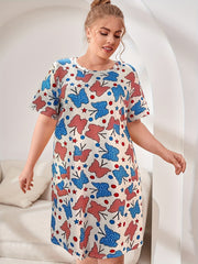  Independence Casual Loungewear Dress Women's Plus Flag & Butterfly
